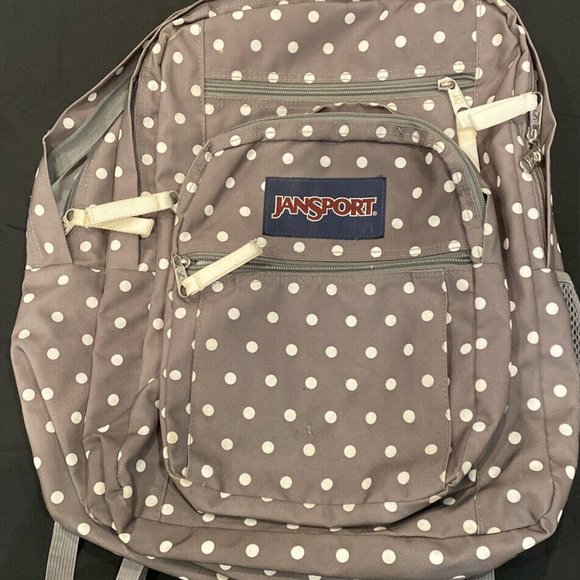 Jansport Handbags - Jansport Backpack Grey White Polka Dot Book bag #311